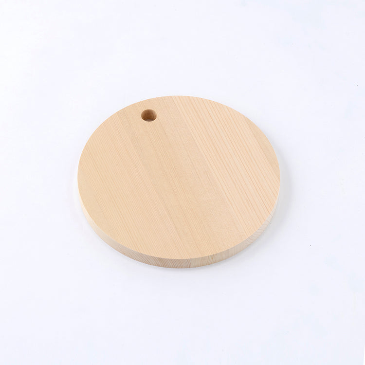 青森ひばの丸まな板 穴あき S